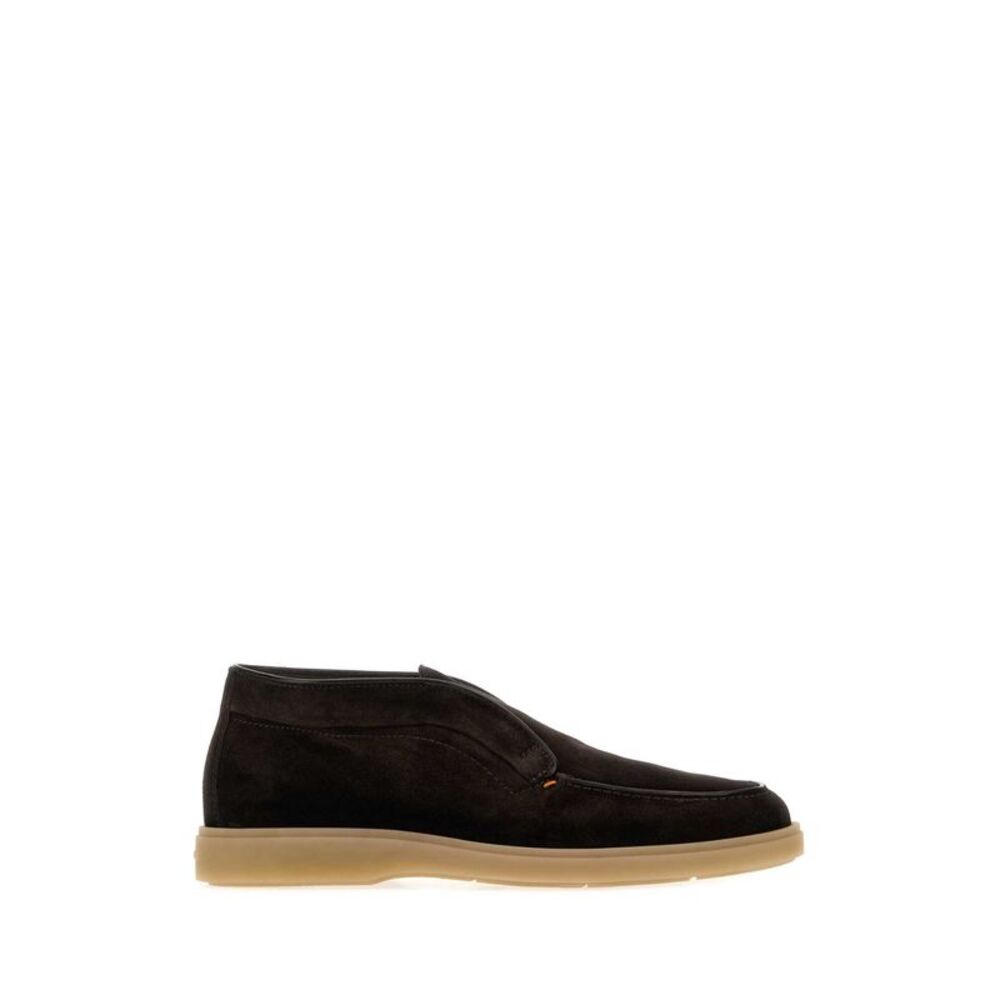 Santoni Men Dark Brown Suede Digits Loafers